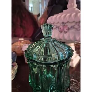 RARE Fenton Vulcan Covered Candy Dish Sea Mist Green Exquisite!! 7"H 5"W Unique